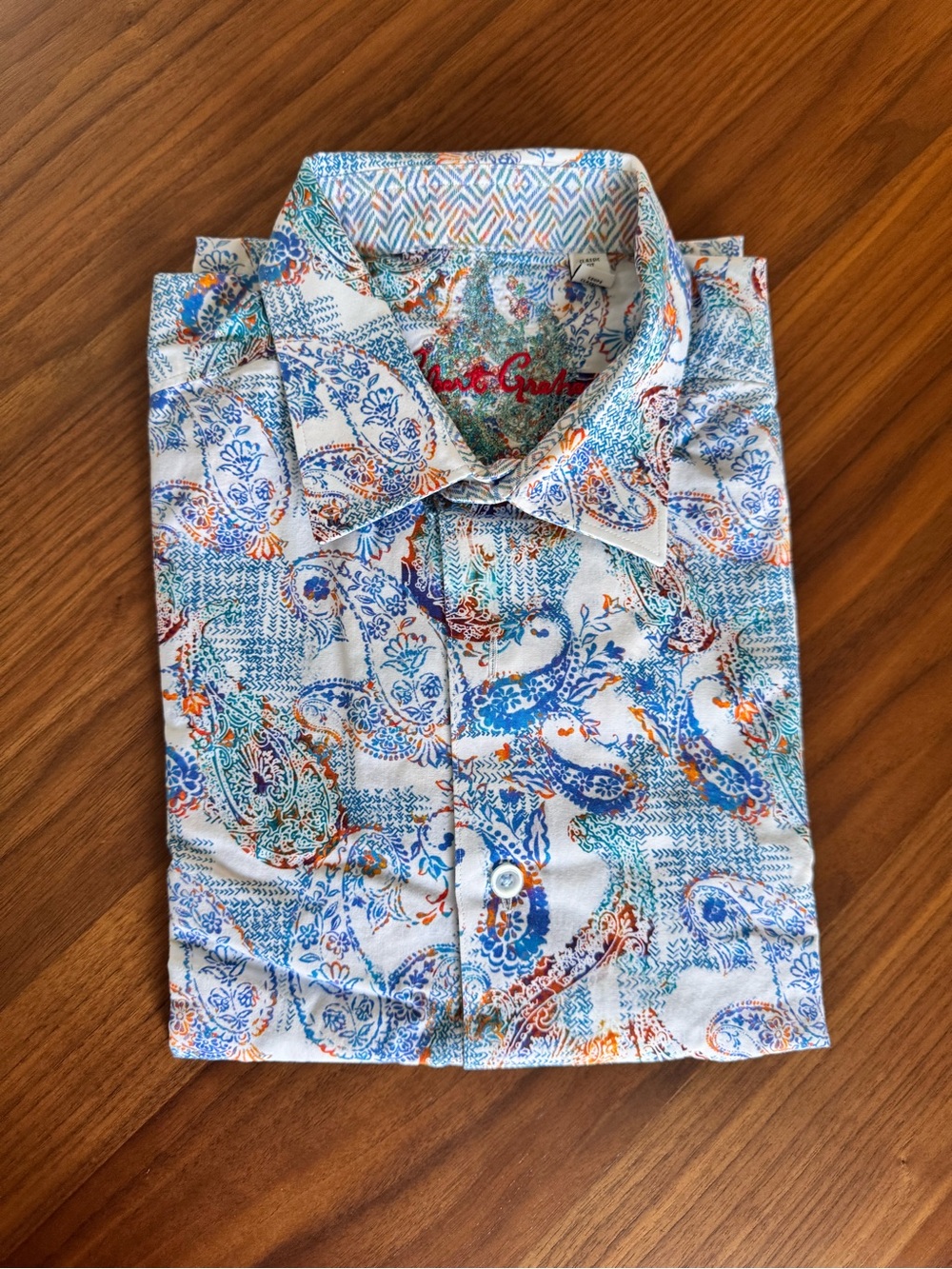 Robert Graham Multicolor Blue & Orange Paisley Button-Down Shirt